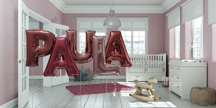 Name Paula Luftballons im Kinderzimmer