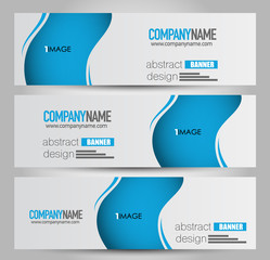 Banner template. Abstract background for design,  business, education, advertisement.  Blue color. Vector  illustration.