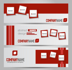 Banner template. Abstract background for design,  business, education, advertisement. Red color. Vector  illustration.