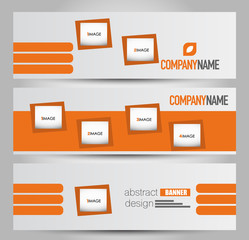 Banner template. Abstract background for design,  business, education, advertisement. Orange color. Vector  illustration.