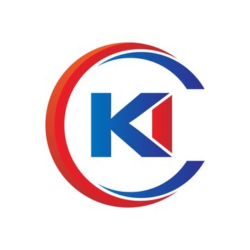 ki logo vector modern initial swoosh circle blue and red