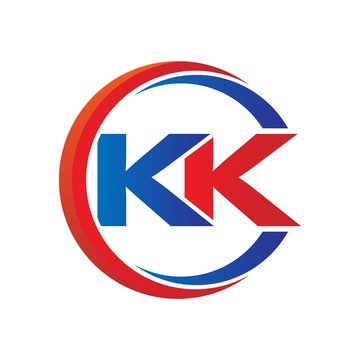 kk logo vector modern initial swoosh circle blue and red
