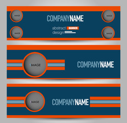 Banner template. Abstract background for design,  business, education, advertisement. Blue and orange color. Vector  illustration.