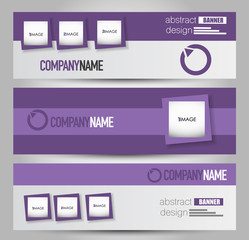 Naklejka premium Banner template. Abstract background for design, business, education, advertisement. Purple color. Vector illustration.