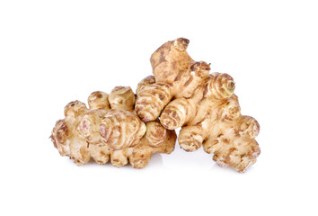 whole fresh Jerusalem Artichoke on white background