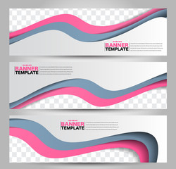 Banner template. Abstract background for design,  business, education, advertisement. Pink and grey color. Vector  illustration.