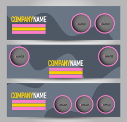Banner template. Abstract background for design,  business, education, advertisement. Grey, pink and orange color. Vector  illustration.
