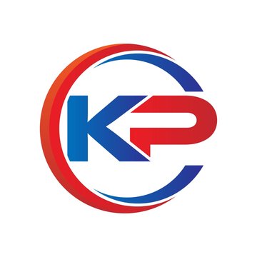 kp logo vector modern initial swoosh circle blue and red
