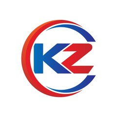 kz logo vector modern initial swoosh circle blue and red