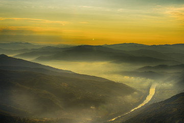 Fototapeta premium Tara mountain and Drina river canyon landscape