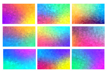 Naklejka na ściany i meble Polygon vector mosaic backgrounds set, colorful abstract patterns, vector illustration