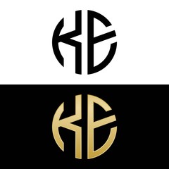 ke initial logo circle shape vector black and gold