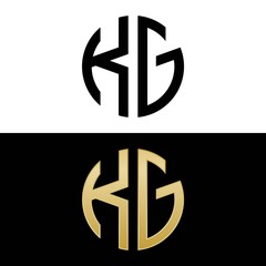 kg initial logo circle shape vector black and gold