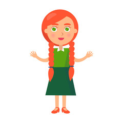 Little Redhead Girl with Wide Open Arms Isolated
