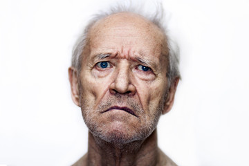 the sad old man with blue eyes