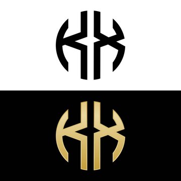 kx initial logo circle shape vector black and gold