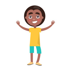 Afro Boy Celebrates International Holiday for Kids