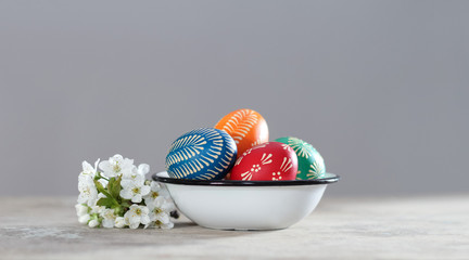 Easter eggs on the table