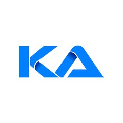 ka logo initial logo vector modern blue fold style - obrazy, fototapety, plakaty