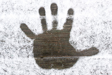 Handprint on the snow