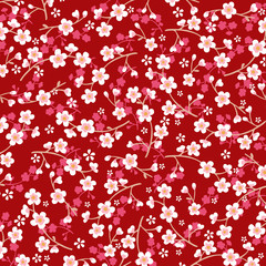 Obraz premium Japanese cherry blossom pattern on pink backgroud