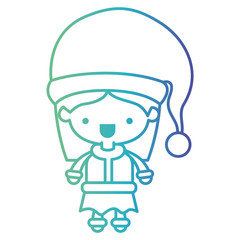 santa claus woman cartoon full body face mouth open expression on gradient color silhouette from blue to purple