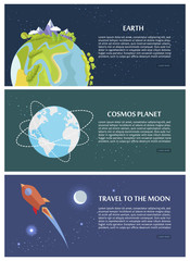 Naklejka premium Earth Cosmos Planet Travel to Moon Concept.