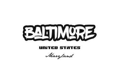 United States baltimore maryland city graffitti font typography design