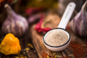 White pepper powder on spoon