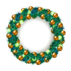 Fototapeta na wymiar Christmas wreath, isolated on white
