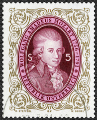 AUSTRIA - 1991: shows Wolfgang Amadeus Mozart (1756-1791), composer