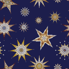 Seamless pattern, background with decorative stars. 