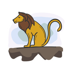 sitting lion art color
