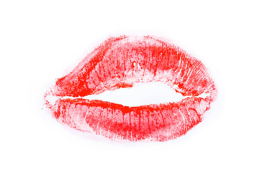 Red lipstick mark.