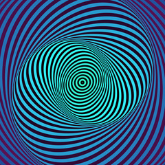 Colorful hypnotic psychedelic spiral. Modern vector illustration with optical illusion. Twisted striped round shape. Magical decorative background. Element of design. - 175184194