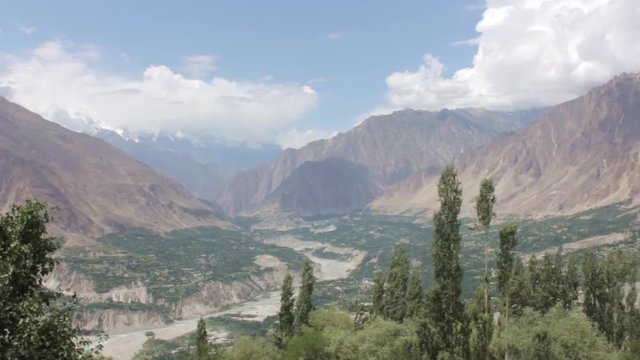 Landscape Of Moutains And Flora - Pan - Left To Right 