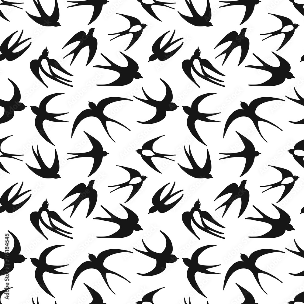 Aufkleber Swallows, seamless pattern for your design