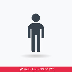 Simple Man (Person) flat Icon / Vector