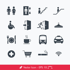 Simple Public Navigation Signs Icons / Vectors Set 