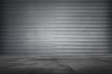 Metal roller shutter texture with concrete floor