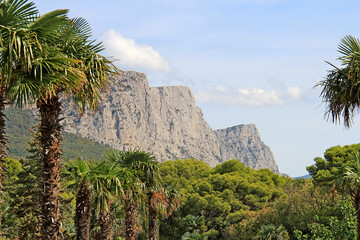 Fototapeta na wymiar view of the Crimean mountains from Foros