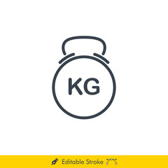 Kettlebell (Weight) Icon / Vector - In Line / Stroke Design with Editable Stroke