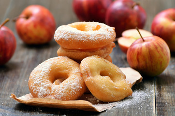 Homemade donuts with apples