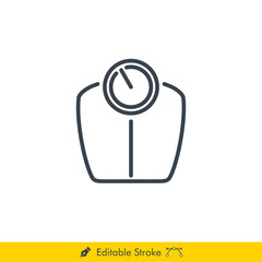 Weight Scale Icon / Vector - In Line / Stroke Design with Editable Stroke