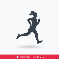 Fototapeta na wymiar Woman Jogging Icon / Vector