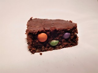 The slice of chocolate cake