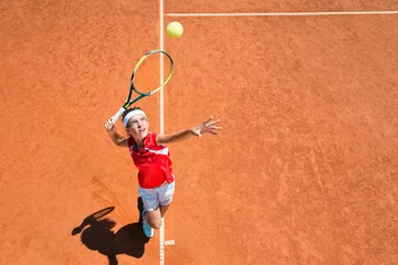 Fotobehang Tennis Tennis service  © Microgen