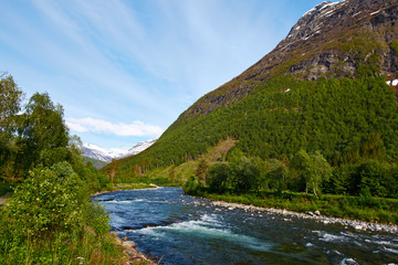 Fototapeta na wymiar mountain and river in norway