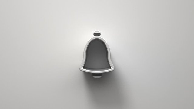 Notification for youtube blogger template Icon in trendy flat style on grey background. White Bell symbol for your Channel design. Ringing bell. 3D illustration.