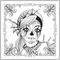 Portrait of a young beautiful girl in Halloween or Day of the De
